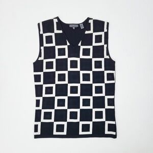 Geometric Tank Top Sleeveless Abstract V-neck Squares Mid Century Mod MCM